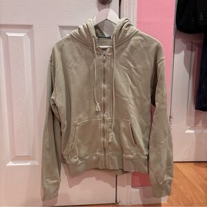 Brandy Melville Light Green Zip-Up Hoodie